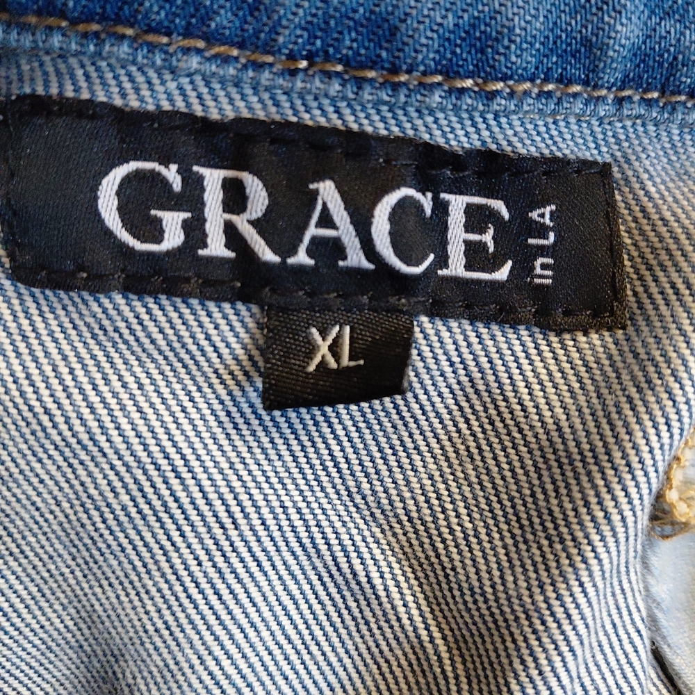 Grace in LA Light Blue Denim Vest Sz XL - Picture 8 of 10